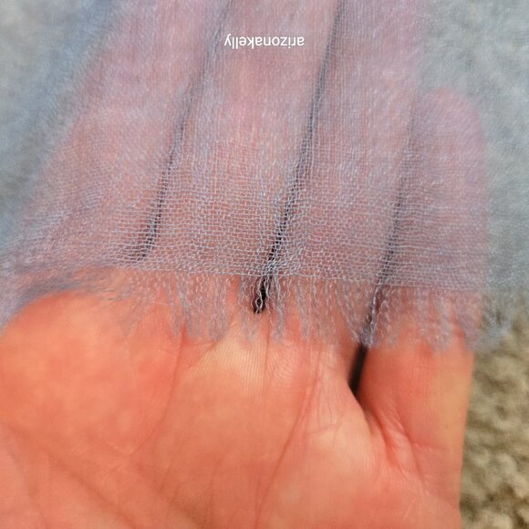 NWOT Cashmere Scarf Wrap Featherweight Tissue Weight Periwinkle Blue Ovcio - Picture 3 of 10